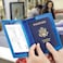 Eoehro UnisexAdult Passport and Vaccine Card Holder Combo Sky Blue Faux Leather RFID Protected
