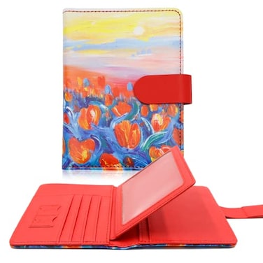 Melsbrinna RFID Passport Holder for Travel Unisex Adults Red PU Leather RFID Blocking Passport Cover