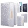 Coco Rossi Passport Holder Cover Womens Travel Wallet RFID Blocking Cute Slim Passport Wallet with Elastic Band Silver