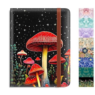Rimilak Passport Holder RFID Blocking Passport Cover Wallet Travel Essentials Leather Travel Air Ticket Documents Organizer Protector for Women and Men Red Mushroom