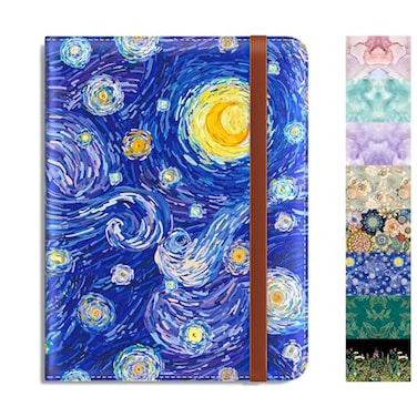 Rimilak Passport Holder RFID Blocking Passport Cover Wallet Travel Essentials Leather Travel Air Ticket Documents Organizer Protector for Women and Men Starry Sky