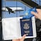 Rimilak Passport Holder RFID Blocking Passport Cover Wallet Travel Essentials Leather Travel Documents Organizer Protector for Women and Men Ink Waves