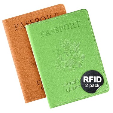 VIDIVICI 2Pack Passport Wallet Travel Gifts Travel Accessories YellowGreen