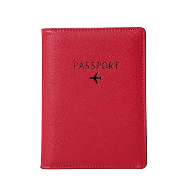 BAKUN Travel Wallet Family Leather Passport Holder Cover RFID Blocking Travel Wallet Leather Card Case Travel Document Organizer CaseRed