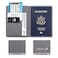Deziliao Passport Wallet Gray Unisex Faux Leather Waterproof Slim Lightweight RFID Blocking 2in1 Design with Document Slots Credit Card Slots SIM Card Slots