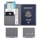 Deziliao Passport Wallet Gray Unisex Faux Leather Waterproof Slim Lightweight RFID Blocking 2in1 Design with Document Slots Credit Card Slots SIM Card Slots