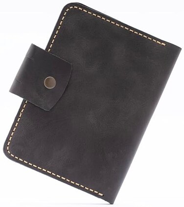 Toros Craft Handmade Passport Leather Case Wallet Credit Card Holder Dark Grey