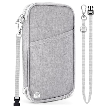 Magimack Family Passport Holder for Travel RFID Blocking Travel Document Organizer with Flexible Carrying Style Portable Passport Wallet and Essentials for Trip Grey