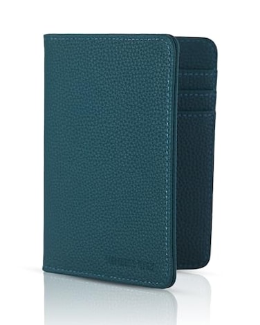 Members Only Debossed Passport Holder RFID Blocking Passport Book Holder Travel Must Haves Slate Blue