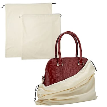 LAKE OF FIRE Dustproof Storage Bags with Drawstring Closure 2Piece Set MultiPurpose Protective Pouches for Handbags Purses Shoes and BootsBeige