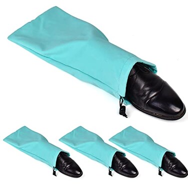 PlasMaller Shoe Storage Bags Microfiber Cloth with Drawstring For Men and Women for Travel Protecting and Storing Shoes Turquoise Set of 4