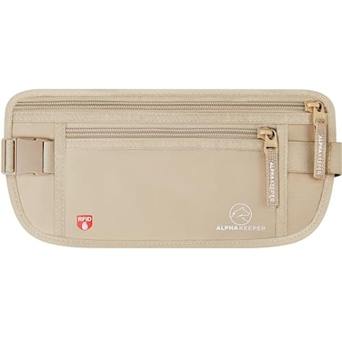 Alpha Keeper Money Belt for Travel Hidden Under Clothes RFID Blocking Passport Holder Slim Waist Wallet Pouch for Women Men AntiTheft Travel Accessories