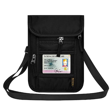 HOTEMIA Neck Wallet for TravelPassport Holder Neck Pouch for Men Women with Adjustable Neck Strap and RFID Blocking Black