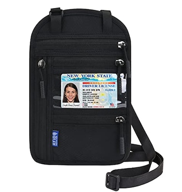 Arouselove Neck Wallet Lightweight RFID Blocking Waterproof Travel Pouch Passport Wallets for Women Men