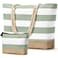 Becokan Beach Bag Initial Beach Tote with Makeup Bag for Travel Work Storage Personalized Birthday Gifts for Women Her Plain Light Green