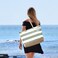 Becokan Beach Bag Initial Beach Tote with Makeup Bag for Travel Work Storage Personalized Birthday Gifts for Women Her Plain Light Green