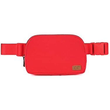 C.C CC Unisex Adjustable Strap Waist Pouch Crossbody Belt Bag Fanny Pack Red