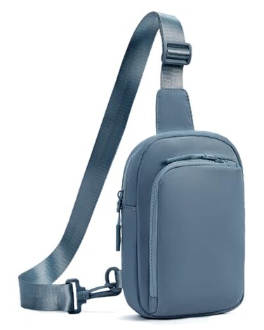 CHOLISS Sling Bag for Women and Men Unisex Adults Lake Blue 47 inches 4 Pockets Nylon Extended Strap Locking Zipper Closure