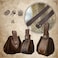 EpicCos 4 PCsMedieval O Ring Belt and Drawstring Pouch Set Retro Faux Leather Belt Bag Dice Bag Portable Coin Purse For LARP Brown A