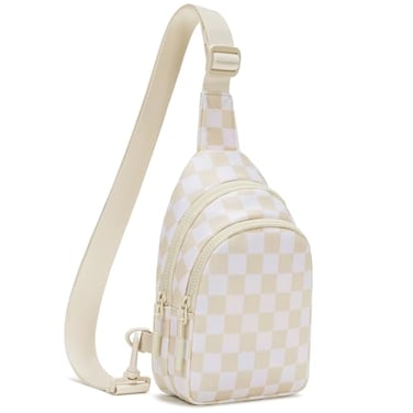 FODOKO Crossbody bags for women checkered Adjustable Waterproof fanny pack sling Bagnylon quiltedtravel purses