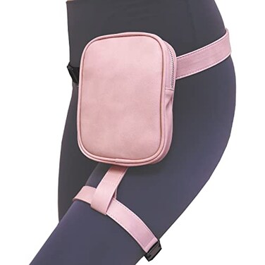 Larswon Leg Harness Bag Synthetic Leather Thigh Pouch Hip Fanny Pack Women Pink
