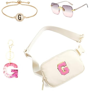 Deerhobbes Design Letter Waist Pack for GirlsInitial Fanny Pack Personalized Gift Bag