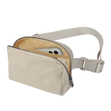 NGIL Mini Belt Bag for Women Crossbody Pack Workout Traveling Running Hiking Waist Bag with Adjustable Strap Ivory