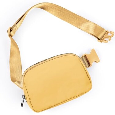 ODODOS Unisex Mini Belt Bag with Adjustable Strap Small Fanny Pack for Workout Running Traveling Hiking Buff Yellow