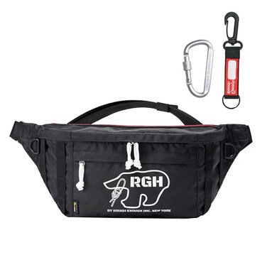 RE ROUGH Rough Enough Crossbody Bag for Men Large Black Fanny Pack 65L Water Resistant for Travel Essentials EDC with Zippers Adjustable Strap
