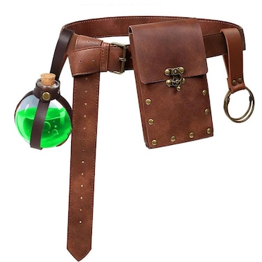 Valentoria Steampunk Fanny Pack Belt Pouch Phone Purse Magic Corked Potion Bottle Festival Medieval Renaissance Costume Retro Accessory