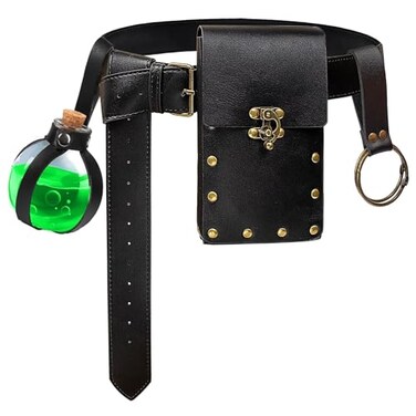 Valentoria Steampunk Fanny Pack Belt Pouch Phone Purse Magic Corked Potion Bottle Festival Medieval Renaissance Costume Retro Accessory