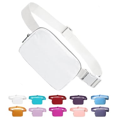 Tapp Collections Unisex Mini Crossbody Belt Bag with Adjustable Strap Small Waist Pouch for Workout Running Traveling Hiking White 8 x 2 x 5