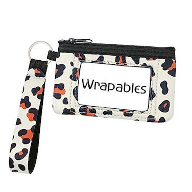 allydrew Neoprene Mini Wristlet WalletCredit Card ID Holder with Lanyard Leopard