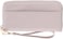 B BRENTANO Vegan Leather Slim SingleZipper Wallet with Pocket Wristlet and Tassel Accent Beige