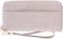 B BRENTANO Vegan Leather Slim SingleZipper Wallet with Pocket Wristlet and Tassel Accent Beige