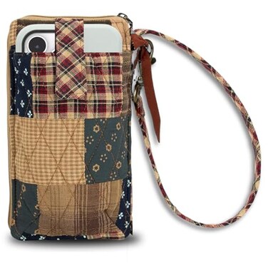 Bella Taylor Cell Phone Wristlet Wallet for Women with Smartphone Pocket and RFID Protection Primitive Patch Navy Patchwork