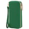 FashionPuzzle Double Zip Around PU Leather Wristlet Wallet Kelly Green