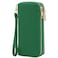 FashionPuzzle Double Zip Around PU Leather Wristlet Wallet Kelly Green