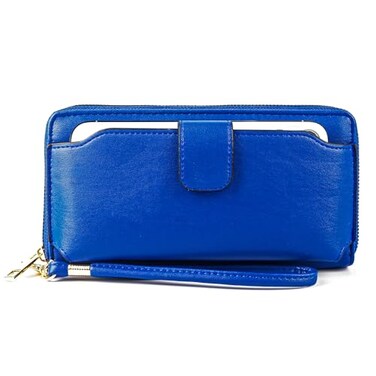 Heaye Women Wristlet Wallet with Cell Phone Holder Zip Around Wallet Blue