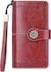 Lavemi Womens Large Capacity Genuine Leather RFID Blocking Wallets Wristlet Clutch Card HolderWine Red