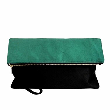 JNB Soft Faux Suede Color block Wristlet Emerald Large