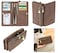 Aslana Soft Leather Long Wallet Wristlet with hand Strap Clutch Bag for Women Card holder Phone Bag Coffee