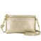 ZOOEASS Triple Zip Small Crossbody Bag Lightweight Purses Vegan Leather Wristlet Clutch Includes Adjustable Shoulder Gold