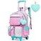 Meetbelify Backpack with Wheels for Girls Rolling Backpack Cute Carry on Backpack for Elementary Student