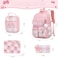 ACESAK Backpack for Girls Bento Box with Insulated Lunch Bag Pencil Case Utensils Set for Kids 4 Leakproof Compartments Removable Tray Lunches or Snack Container for School Pink