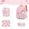 ACESAK Backpack for Girls Bento Box with Insulated Lunch Bag Pencil Case Utensils Set for Kids 4 Leakproof Compartments Removable Tray Lunches or Snack Container for School Pink