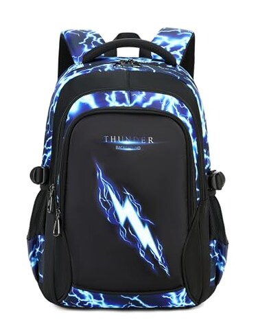 BLUWEI Boys Backpack for Kids Elementary School Bags Lightning Teens Durable Bookbag blue