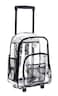 K-Cliffs KCliffs Rolling Clear Backpack Heavy Duty Bookbag Quality See Through Workbag Travel Daypack Transparent School Book Bags wWheels Black