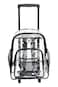 K-Cliffs KCliffs Rolling Clear Backpack Heavy Duty Bookbag Quality See Through Workbag Travel Daypack Transparent School Book Bags wWheels Black