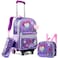 Meetbelify Rolling Backpack for Girls School Backpack with Wheels Kids Sequin Roller Luggage for Elementary Kindergarten Students with Lunch Box Pencil Case for Girls 512 Years Old